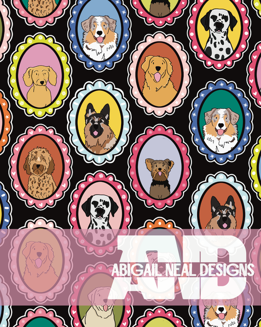 Whimsical Dog Portraits - Seamless Pattern