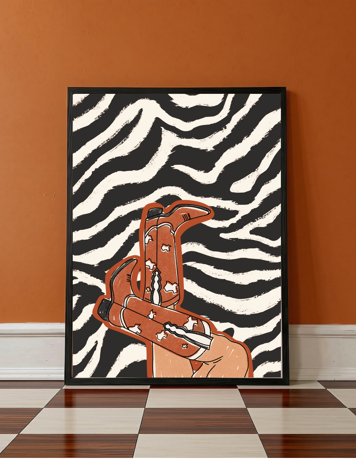 Go Burnt Orange & White! - Art Print