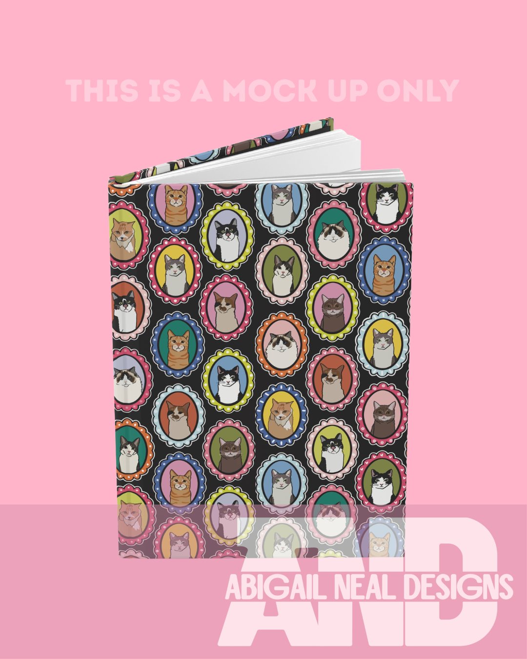 Whimsical Cat Portraits - Seamless Pattern